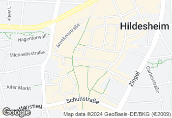 Karte mit Standort von Stadtländer Wochenmarkt Hildesheim- Rathausplatz