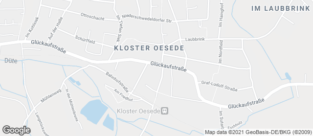 Karte mit Standort von Bäckerei Brinkhege Treffpunkt Kloster Oesede