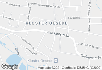 Karte mit Standort von Bäckerei Brinkhege Treffpunkt Kloster Oesede