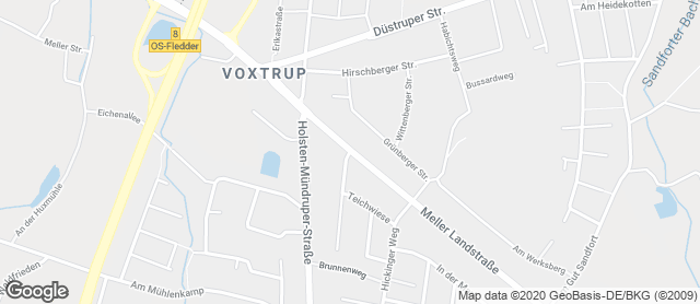 Karte mit Standort von Bäckerei Brinkhege Voxtrup