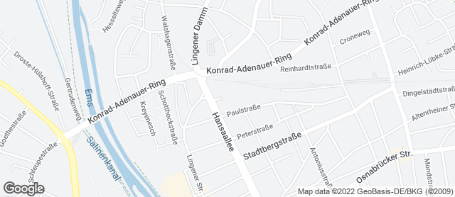 Karte mit Standort von Bäckerei Sundag GmbH & Co. KG / im Obi Rheine