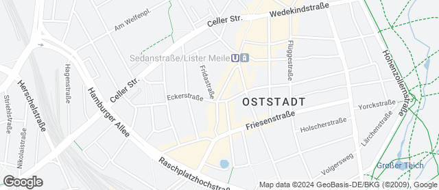 Karte mit Standort von Stadtländer Wochenmarkt Hannover-Oststadt