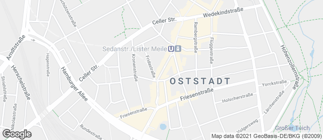 Karte mit Standort von Bäckerei Borchers Lister Meile