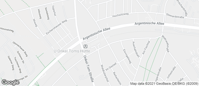 Karte mit Standort von Bäcker Wiedemann GmbH STEGLITZ-ZEHLENDORF  Onkel Toms Hütte