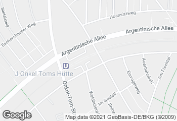 Karte mit Standort von Bäcker Wiedemann GmbH STEGLITZ-ZEHLENDORF  Onkel Toms Hütte