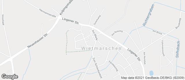 Karte mit Standort von Landbäckerei Wintering in Wietmarschen
