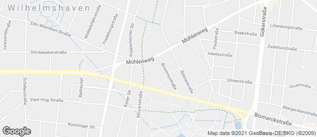 Karte mit Standort von Müller & Egerer Bäckerei und Konditorei REWE Mühlenweg WHV