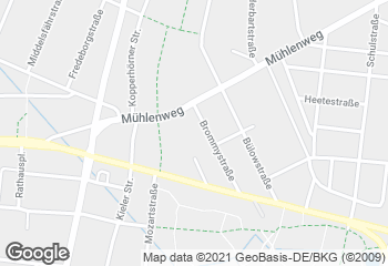 Karte mit Standort von Müller & Egerer Bäckerei und Konditorei REWE Mühlenweg WHV