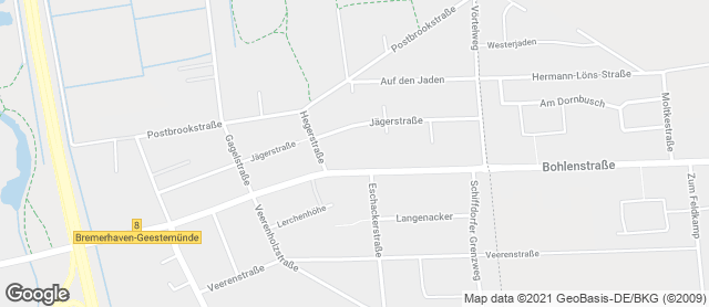 Karte mit Standort von Starke Bäcker Schiffdorfer Chaussee