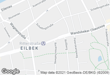 Karte mit Standort von Dat Backhus Wandsbeker Chaussee