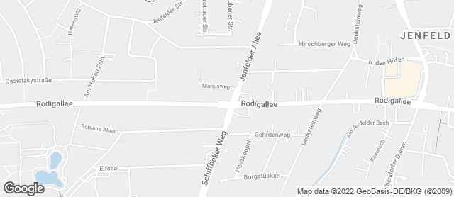 Karte mit Standort von Junge Die Bäckerei. - Rodigallee