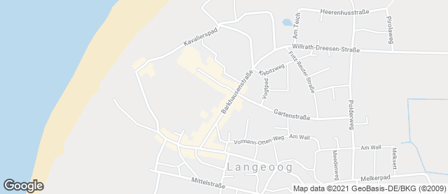 Karte mit Standort von Remmers Backstube auf Langeoog KG