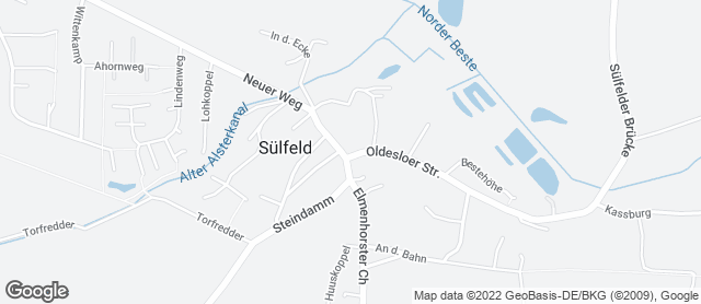 Karte mit Standort von Landbäckerei Matthiessen Sülfeld