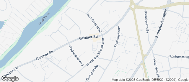 Karte mit Standort von Junge Die Bäckerei. - Geniner Straße
