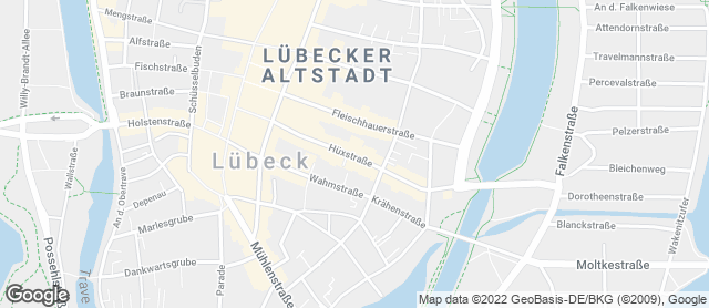 Karte mit Standort von Junge Die Bäckerei. - Hüxstraße