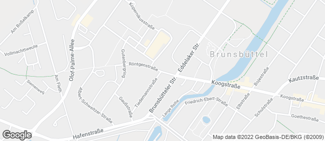Karte mit Standort von Kalle-Bäcker Brunsbüttel / Röntgenstrasse