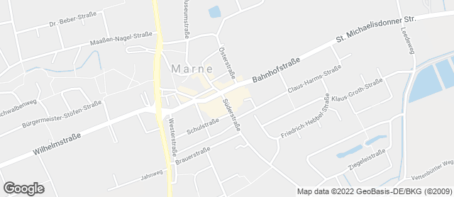 Karte mit Standort von Kalle-Bäcker Marne Café Süderstrasse