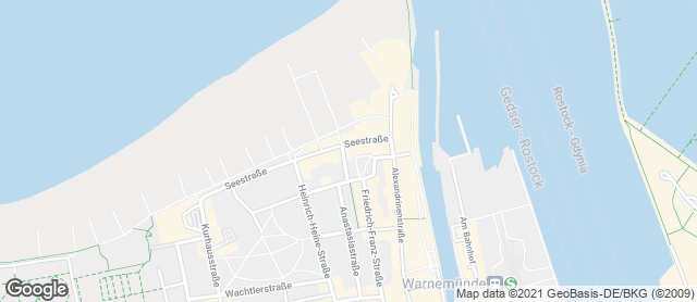 Karte mit Standort von Café Röntgen Warnemünde