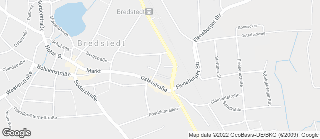 Karte mit Standort von Bäcker Meesenburg GmbH Markant in Bredstedt